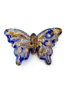 Lampwork Art Glass Butterfly Pendant/Ornament, 1.5" H x 2.4" W w/18-20" Cord - Bild 1 von 2