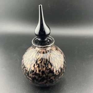 Bellissima bottiglia profumo in vetro artistico soffiato a mano rame nero oro - Foto 1 di 10