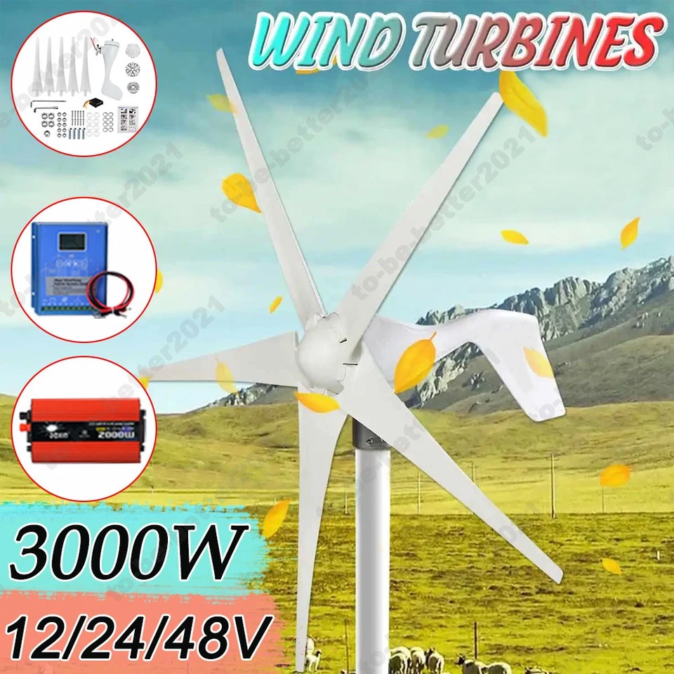 3KW Windgenerator Windkraftanlage Windrad Turbine + MPPT Laderegler Inverter Set - Bild 1 von 4