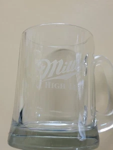 Vintage Etched Miller High Life Beer Mug 4.75" , 15oz Glass, Short Stein - Picture 1 of 9