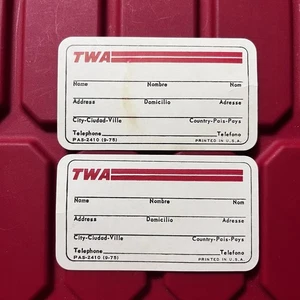 TWA Airlines Gepäck Gepäckanhänger Aufkleber 2x neu unbenutzt Vintage 80er - Bild 1 von 2