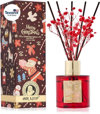 Christmas Reed Diffuser Set - 3.38 Fl Oz (100 Ml) Christmas Spice Oil for Home F - Image 1 of 4