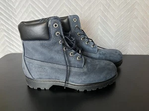 Timberland Men’s Blue Leather Combat Style Boots Sz 8.5 EUC Weather Proof Water - Picture 1 of 8