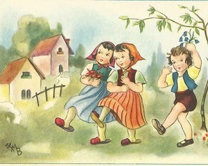 Artist Signed A/S Children Cecami Vintage Postcard - Picture 1 of 3