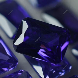 NATURAL CERTIFIED 12 Pcs Tanzanite Purple Emerald Cut Loose Gemstone 7x5 mm Lot - Picture 1 of 6