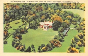 Aerial View Monticello Thomas Jefferson Postcard Virginia - Picture 1 of 2