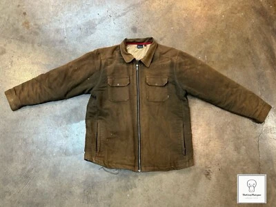 Kavu 男式夹克外套尺寸 XXL 拉链前棕色棉工作服 — 第 1/4 张图片