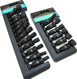 18Pc 1/4" Drive Universal Ball Swivel Deep Impact Socket Set SAE & METRIC - Picture 1 of 3