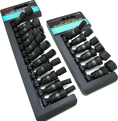 18Pc 1/4" Drive Universal Ball Swivel Deep Impact Socket Set SAE & METRIC - Image 1 of 3