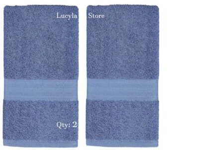 Paquete de 2 toallas de baño color azul 100 % algodón hechas en verde India OekoTex The Big One Foto 1 de 4