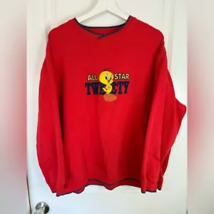 Vintage 90’s Classic Looney Tunes All Star Tweety Bird Embroidered Sweatshirt - Picture 1 of 7