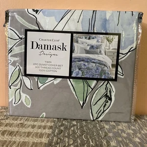 Charter Club Damask Designs 3 Pc Duvet Cover Set 300 TC 100% Cotton Twin @ - Picture 1 of 3