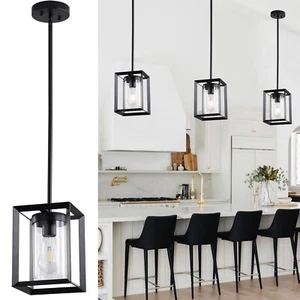 1 Pack Farmhouse Black Kitchen Island Pendant Light,Modern Hanging Pendant Li... - Picture 1 of 8