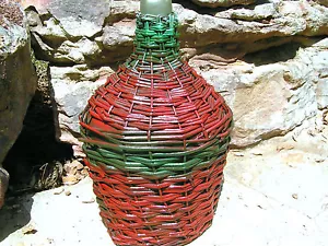 Alter italienischer Korb Weinkanne 0169 ROT - Bild 1 von 12