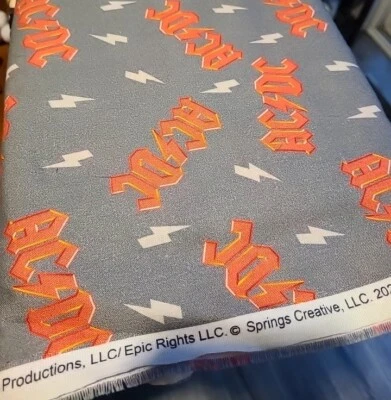 Tela Rock & Roll ACDC 4,9 yardas 100 % algodón - Nueva Foto 1 de 3