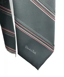 Oscar De La Renta Tie Silver/gray/pink Striped 57 in x 3 in polyester/silk - Picture 1 of 6