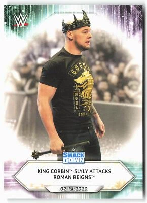 2021 Topps WWE #18 King Corbin Slyly Attacks Roman Reigns - Image 1 of 2