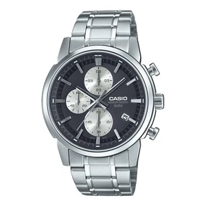 Casio MTP-E510D-1A2V Men's Stainless Steel Black Dial Chronograph Watch - Picture 1 of 2