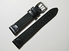 22mm Hadley-Roma MS868 Mens Black Canvas and Leather Watch Band Strap