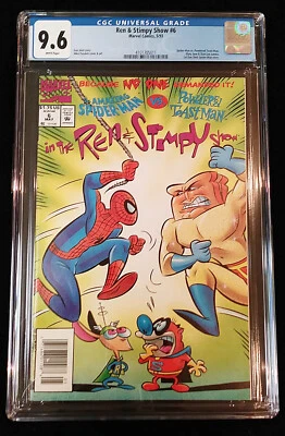 Ren & Stimpy Show #6, Newsstand Edition, CGC 9.6, May 1993, Spider-Man app. - Image 1 of 2