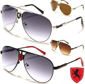 MENS KHAN PILOT SUNGLASSES OVERSIZED WRAP BIG AVIATION TURBO DESIGNER SHIELD - Picture 1 of 5