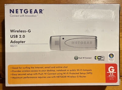 Netgear 54 MBPS Wireless G USB 2.0 Adapter WG111 Sealed New - Image 1 of 4