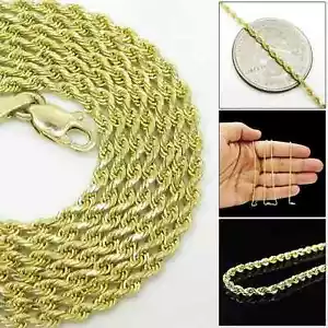 Collar de corte diamante con cadena de oro amarillo de 10 K 2 mm 16 18 20 22 24 pulgadas - Imagen 1 de 3