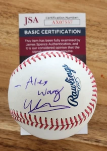 Béisbol OMLB firmado por Alexandr Alex Wang con certificado de autenticidad JSA #AX07557 escala AI fundador CEO - Imagen 1 de 2
