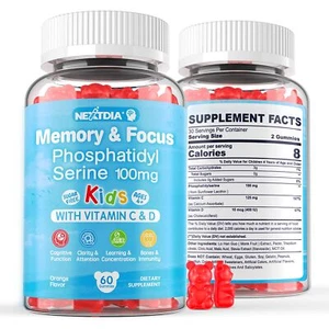 Phosphatidylserin Nahrungsergänzungsmittel 100mg Focus Gummis für Kinder Teens + Vitamin C... - Bild 1 von 7
