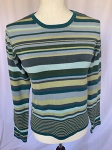 Banana Republic Damen Seidenmischung Pullover türkis mehrfarbig gestreift, XS - Bild 1 von 10