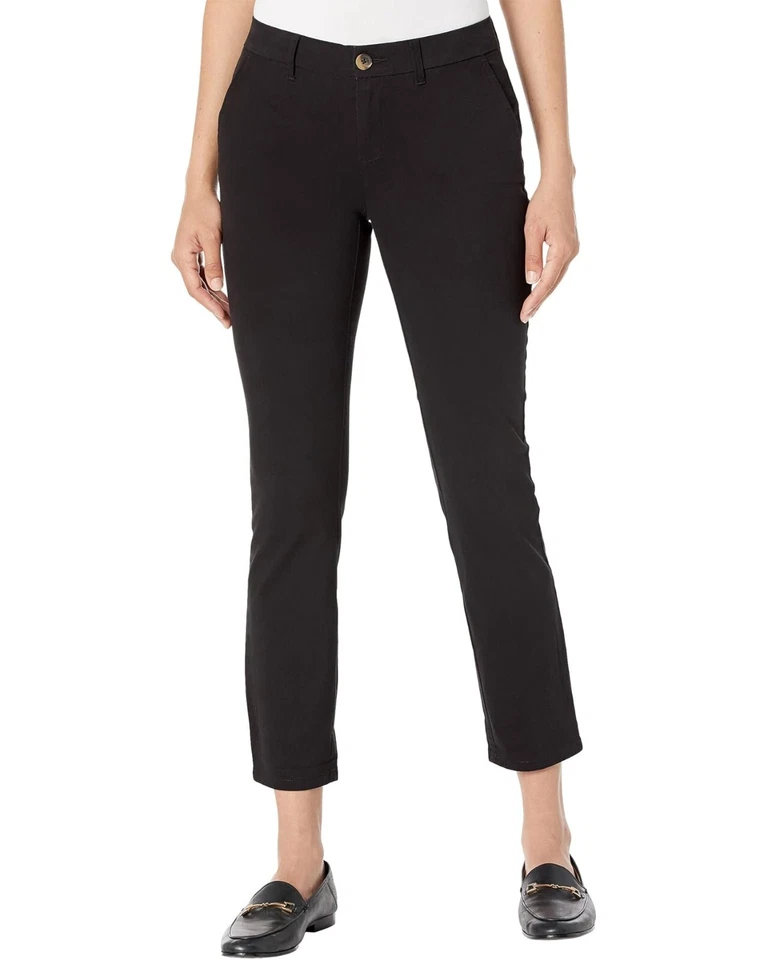 Tommy Hilfiger Women's 16 Black Slim Fit Cuffed Straight Leg Chino Pants