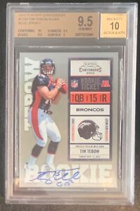 2010 Playoff Contenders Tim Tebow Rookie Auto #234A 'BLUE' Jersey - BGS 9.5/10 d