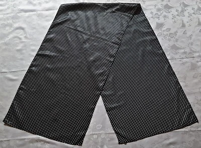 GENTS SCARF VINTAGE AUTHENTIC POLKA DOT BLACK WHITE SATIN  LONG MEN - Image 1 of 3