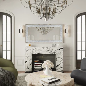 Large 48" Crystal Crush Diamond Mirror Rectangular Silver Mirrors for Wall Decor - Picture 1 of 11