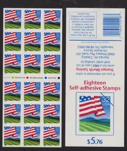 1995 Flag over Farm Sc 2919a MINT booklet pane of 18 plate number V1111 - Picture 1 of 1