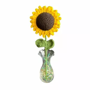 🌻Handmade Crochet Sunflower Knit Artificial Wool Flower Yellow 1 Pc 6*6 in - Picture 1 of 6