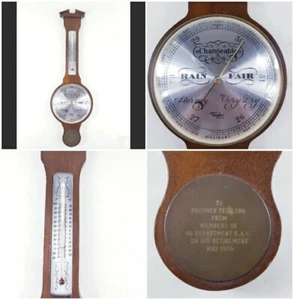 Vintage Antique English Wheel Barometer  Beautiful Brown wood  - Picture 1 of 12