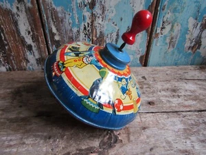 Vintage Chad Valley Spinning Top Toy 1950s Era Circus Pattern Wood Top No. 10034 - Picture 1 of 7