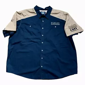 Harley Davidson 110th Anniversary 5XL Mens Black Short Sleeve Button Down Shirt - Picture 1 of 9