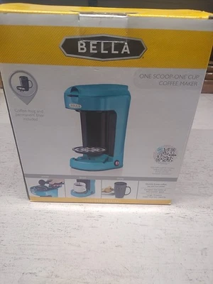 BELLA One Scoop One Cup Coffee Maker Blue Single Serve Brewer New Open Box - Image 1 of 4