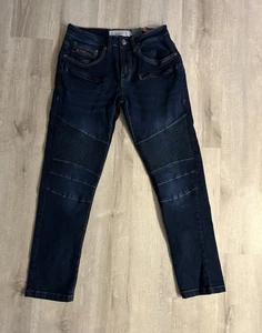 Akademiks Jeanus Jeans, Vintage Y2K 90’s Dark Wash Denim Ribbed Panels 32x30 NWT - Picture 1 of 22