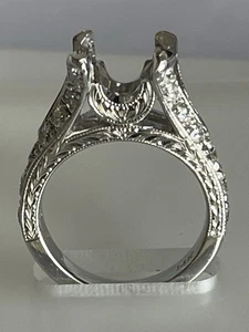 14k Weißgold Ring nur Fassung mit G-vs1 Diamanten - Bild 1 von 11