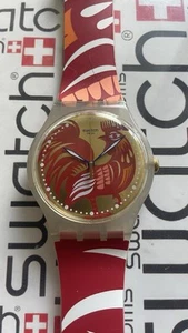 Gallo mecedor Swatch SUOZ226 NewGent 41 mm Año Nuevo chino 2017 sin caja #d - Imagen 1 de 5