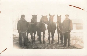 RPPC TWO MEN SELMER THOMPSON SHOW FOUR HORSES REAL PHOTO POSTCARD 100125 U - Picture 1 of 2