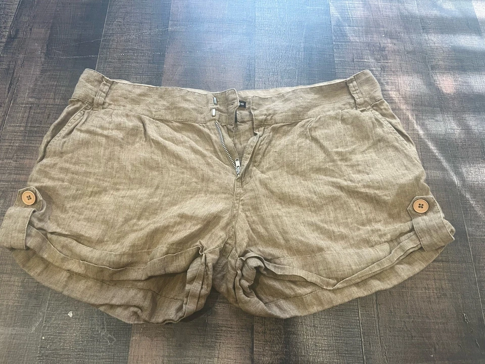 Pantalones Cortos Club Monaco Mujer Lino en Color Beige/Caqui y Talla 8 Foto 1 de 3