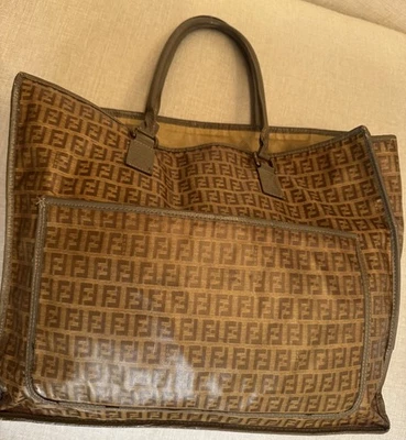 Fendy Monogram Zucca Logo Brown PVC Authentic  - Image 1 of 4