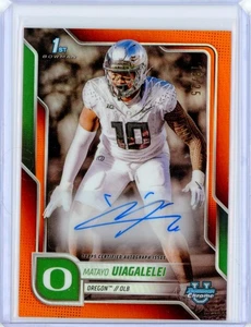 2025 Bowman Chrome University MATAYO UIAGALELEI Orange Autograph AUTO Refractor /50 - Bild 1 von 2