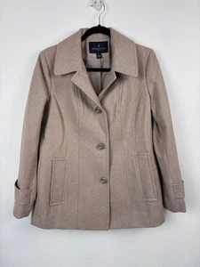 London Fog Damen Medium Camel Hellbraun Wollmischung Knopfleiste Kragen Wintermantel - Bild 1 von 8
