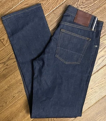 Pantalones de mezclilla rígidos GUSTIN California ribete recto 30 x 34 botones mosca crudo para hombre Foto 1 de 4