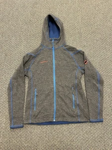 Mammut Darrington Jacket Full Zip Hoodie Sweater Mens L Blue Wool Blend Outdoors - Picture 1 of 10